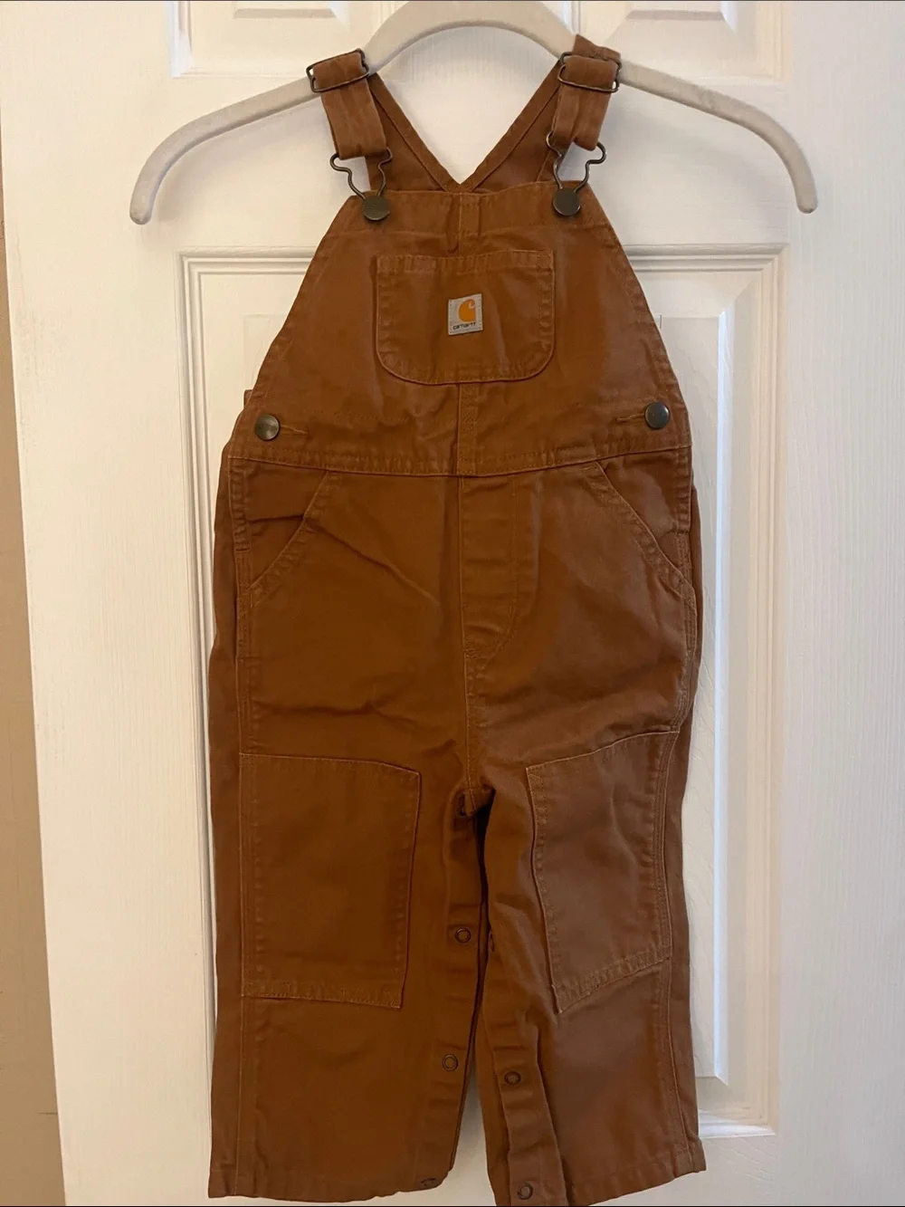 CARHARTT Kids Tan/Brown Duck Canvas Overalls Size 24 months